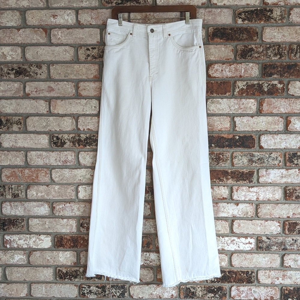 🔆 Vintage Made in the Shade White Cream Denim Wide Leg Jeans 34 Long